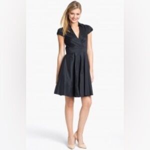 NWOT - Betsy Johnson - Navy Collared V Neck Short Sleeve Rockabilly Dress - Sz14